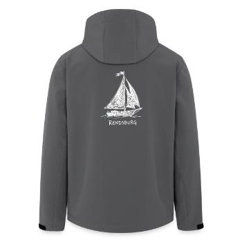 Rendsburg Segelboot – Skizzen-Design im Maritimen  - Recycelte Männer Softshell-Jacke von Stanley/Stella - Anthrazit - Hinten - AI Model Male 185 light (185cm)