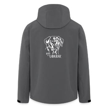 Loved by a Labrador Labbi Dog Saying Wilsigns - Men’s Recycled Softshell Jacket by Stanley/Stella - black - Back - AI Model Male 185 light (185cm)