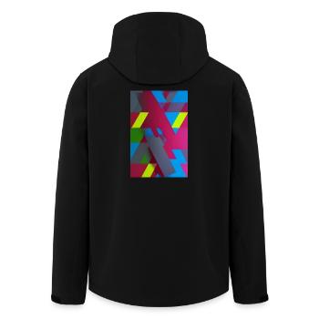 Composition du triangle géométrique néon - Veste softshell homme en polyester recyclé Stanley/Stella - noir - Dos - AI Model Male 185 light (185cm)