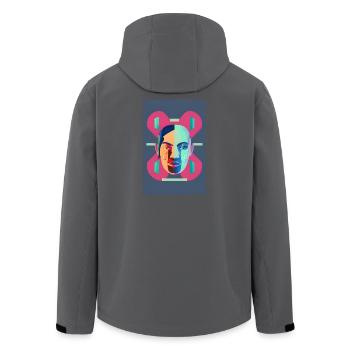 Fragmentiertes Neon-Porträt - Recycelte Männer Softshell-Jacke von Stanley/Stella - Schwarz - Hinten - AI Model Male 185 light (185cm)
