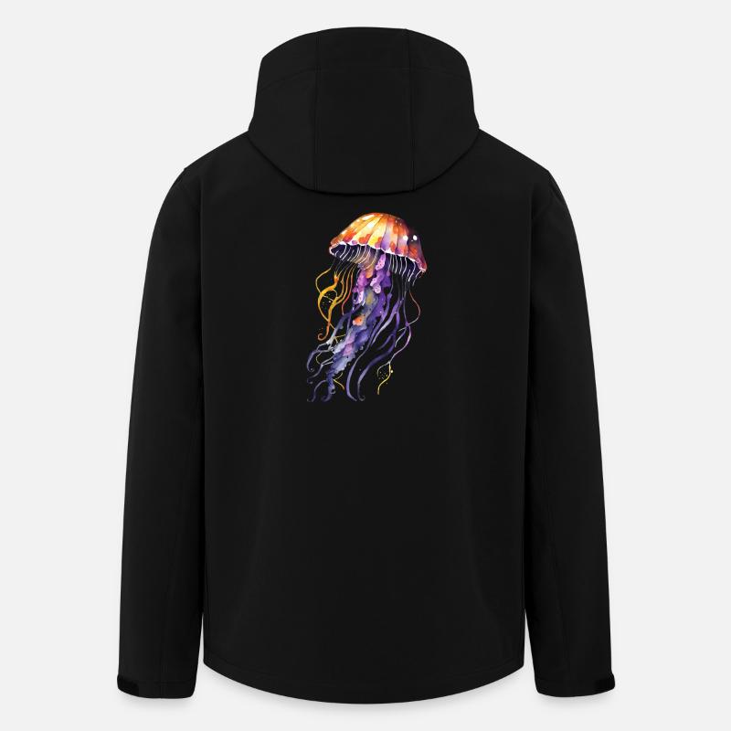Qualle Aquarell - Recycelte Männer Softshell-Jacke von Stanley/Stella - Schwarz