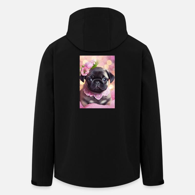 Joli bouledogue avec couronne de fleurs - Veste softshell homme en polyester recyclé Stanley/Stella - noir