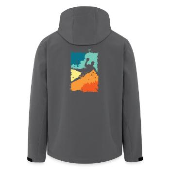 vintage Handball Farben retro Handballer Symbol - Recycelte Männer Softshell-Jacke von Stanley/Stella - Schwarz - Hinten - AI Model Male 185 light (185cm)