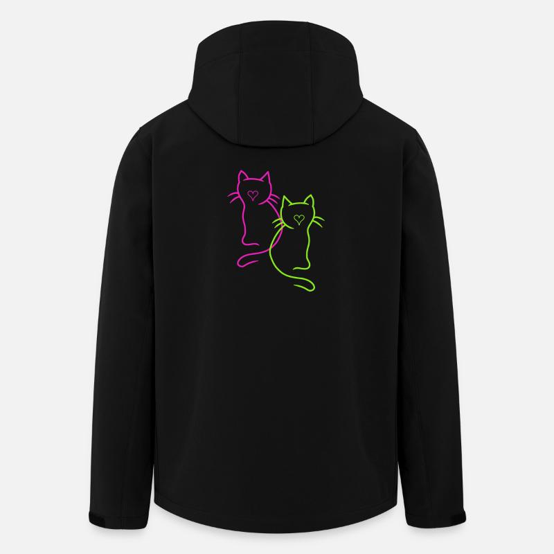 Retro Cats Heart - Men’s Recycled Softshell Jacket by Stanley/Stella - black