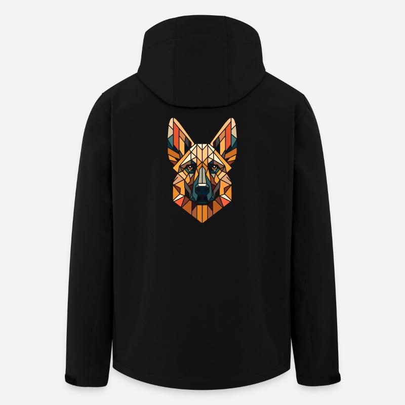 Malinois head geometric art, polygon art - Men’s Recycled Softshell Jacket by Stanley/Stella - black