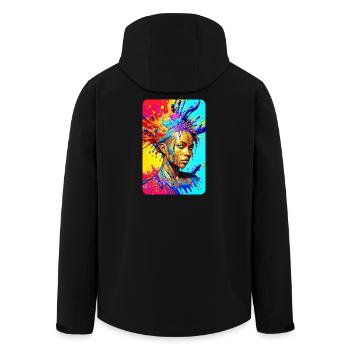 bunt splash art portrait schwarz grimmig frau - Recycelte Männer Softshell-Jacke von Stanley/Stella - Schwarz - Hinten - AI Model Male 185 light (185cm)