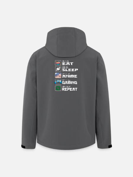 Eat Sleep Anime Gaming Repeat Kawaii Otaku Anime - Men’s Recycled Softshell Jacket by Stanley/Stella - black