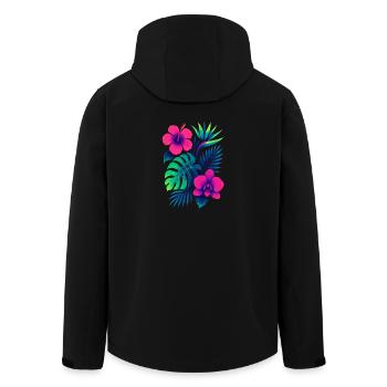 Splendeur florale tropicale – Hibiscus exotique et Mons - Veste softshell homme en polyester recyclé Stanley/Stella - noir - Dos - AI Model Male 185 light (185cm)