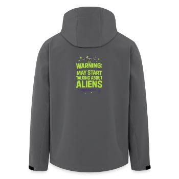 Warnung: Kann anfangen, über Außerirdische zu reden - Recycelte Männer Softshell-Jacke von Stanley/Stella - Schwarz - Hinten - AI Model Male 185 light (185cm)