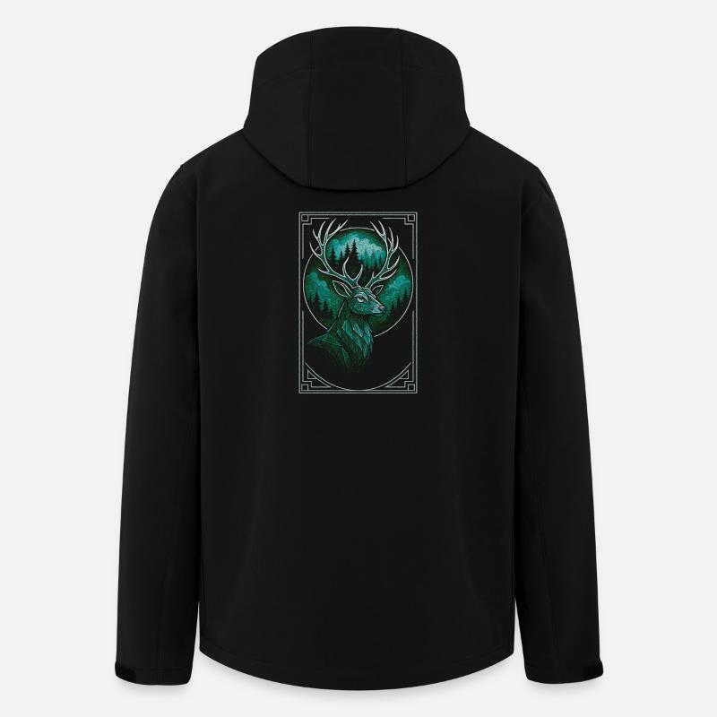 Mystic Forest Deer Illustration - Men’s Recycled Softshell Jacket by Stanley/Stella - black