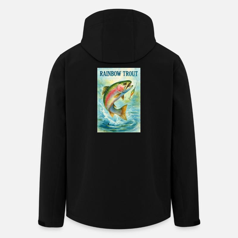 Regenbogenforelle am Angelhaken - Recycelte Männer Softshell-Jacke von Stanley/Stella - Schwarz