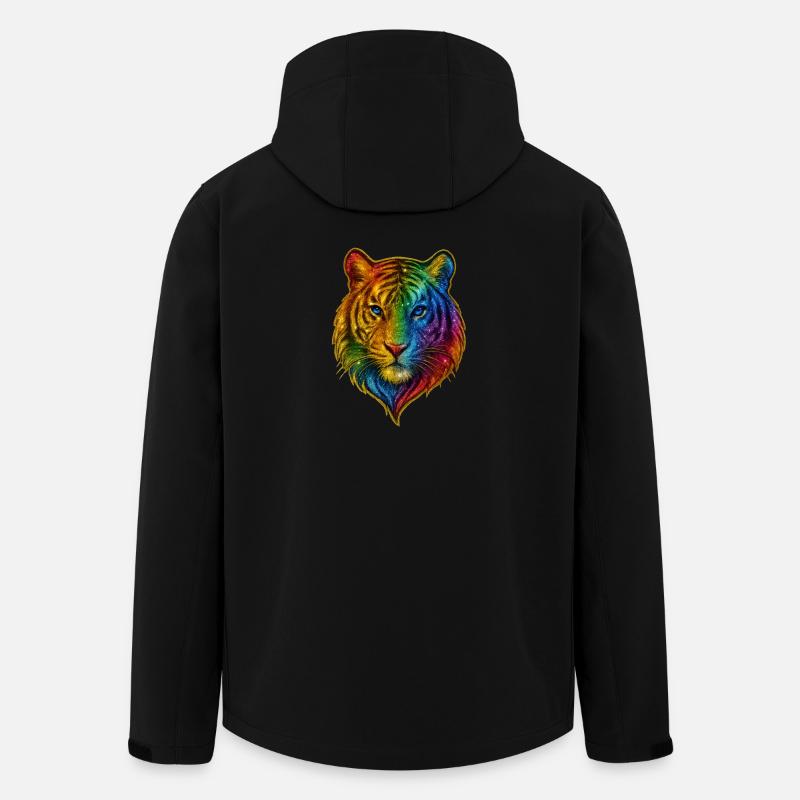 Rainbow Tiger Head - Men’s Recycled Softshell Jacket by Stanley/Stella - black