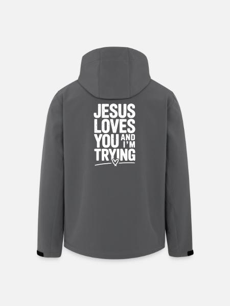 Jésus t’aime et j’essaie - Veste softshell homme en polyester recyclé Stanley/Stella - noir