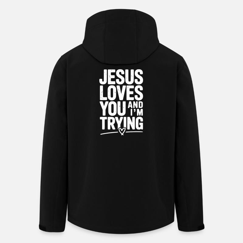 Jésus t’aime et j’essaie - Veste softshell homme en polyester recyclé Stanley/Stella - noir