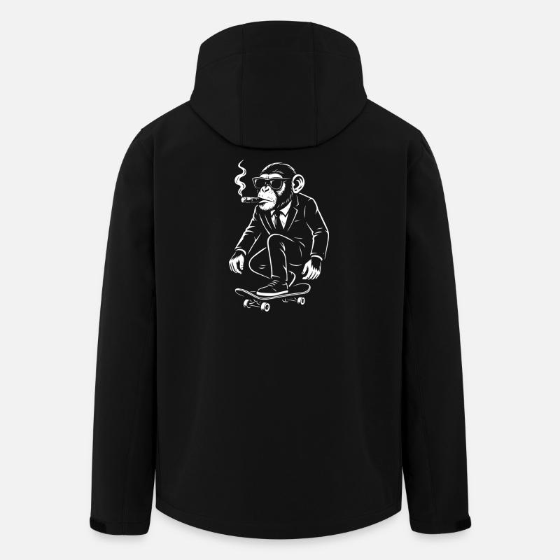 Dapper Monkey sur Skateboard - Veste softshell homme en polyester recyclé Stanley/Stella - noir