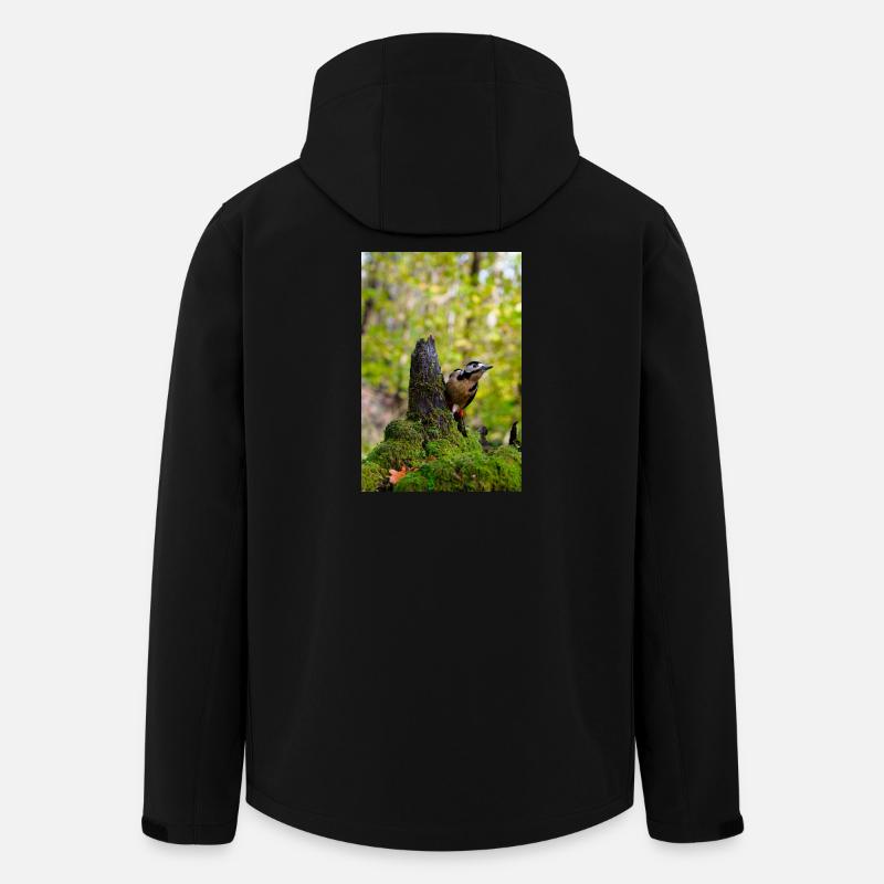 Forest Woodpecker on Mossy Stump - Men’s Recycled Softshell Jacket by Stanley/Stella - black