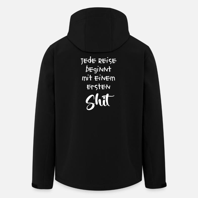 Jede Reise beginnt mit einem ersten Shit - Recycelte Männer Softshell-Jacke von Stanley/Stella - Schwarz