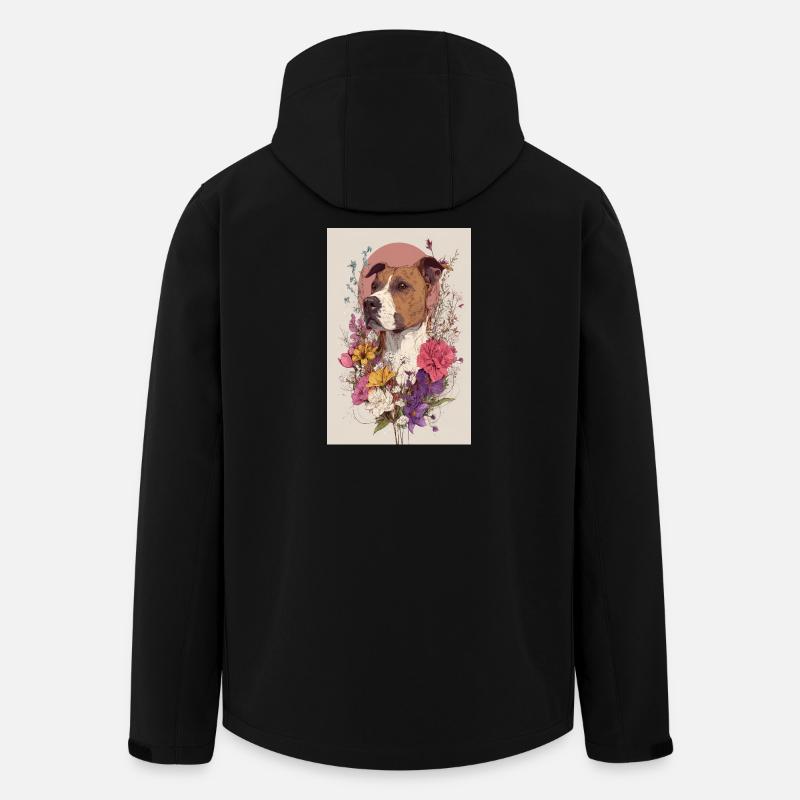 Chien floral en fleurs - Veste softshell homme en polyester recyclé Stanley/Stella - noir