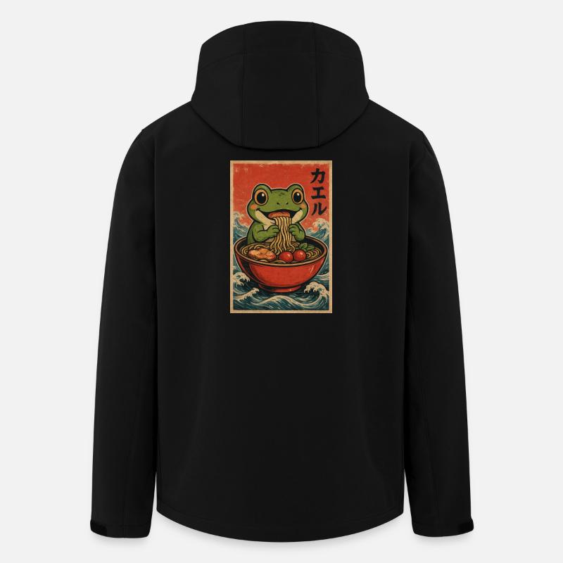 Affiche rétro de Ramen de grenouille - Veste softshell homme en polyester recyclé Stanley/Stella - noir