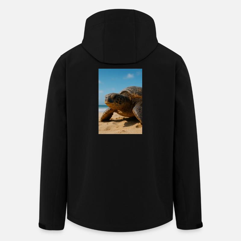 Schildkröte am Strand im Sonnenschein - Recycelte Männer Softshell-Jacke von Stanley/Stella - Schwarz