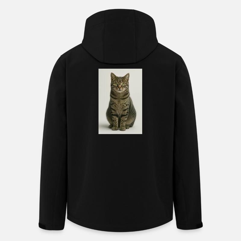Sitzende getigerte Katzenporträt - Recycelte Männer Softshell-Jacke von Stanley/Stella - Schwarz
