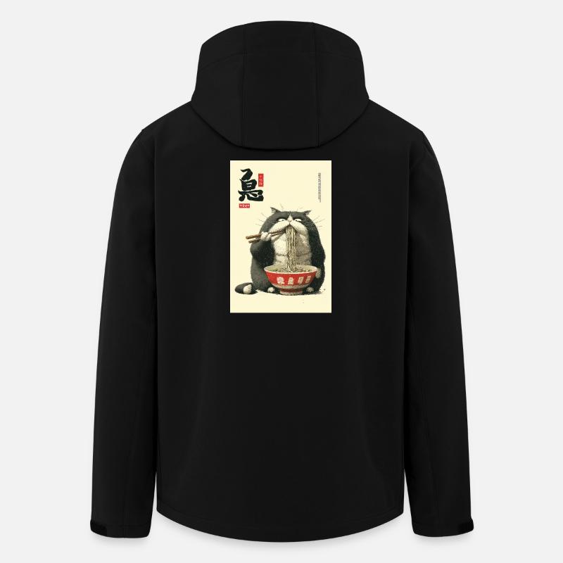 Neko Ramen Cat Slurping Noodles - Men’s Recycled Softshell Jacket by Stanley/Stella - black