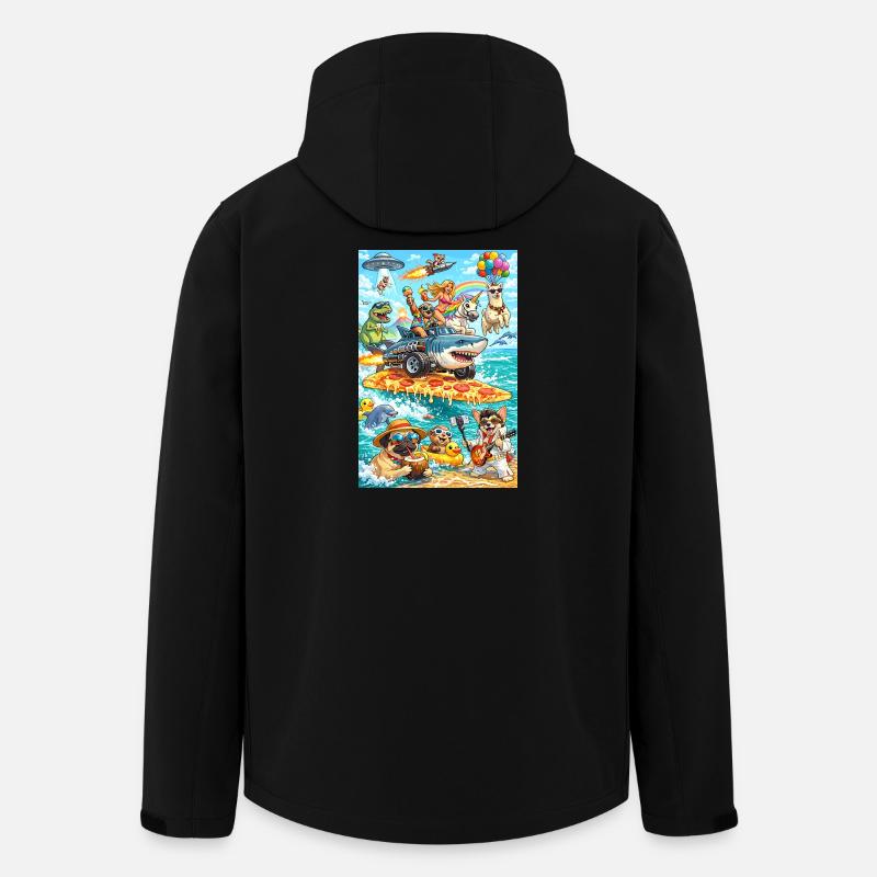 Dino Einhorn Pizza Beach - Recycelte Männer Softshell-Jacke von Stanley/Stella - Schwarz