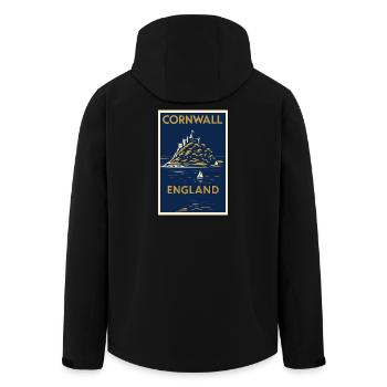 Cornwall, Angleterre – Affiche de voyage Art déco - Veste softshell homme en polyester recyclé Stanley/Stella - noir - Dos - AI Model Male 185 light (185cm)