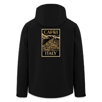 Capri Italie – Noir Gold Vintage Poster Art Deco - Veste softshell homme en polyester recyclé Stanley/Stella - noir - Dos - AI Model Male 185 light (185cm)