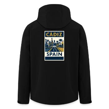 Cádiz Spanien – Retro Reiseposter Navy/Gold - Recycelte Männer Softshell-Jacke von Stanley/Stella - Schwarz - Hinten - AI Model Male 185 light (185cm)