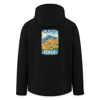 Capri Italie – Aquarelle Avis de voyage Méditerranée - Veste softshell homme en polyester recyclé Stanley/Stella - noir - Dos - AI Model Male 185 light (185cm)