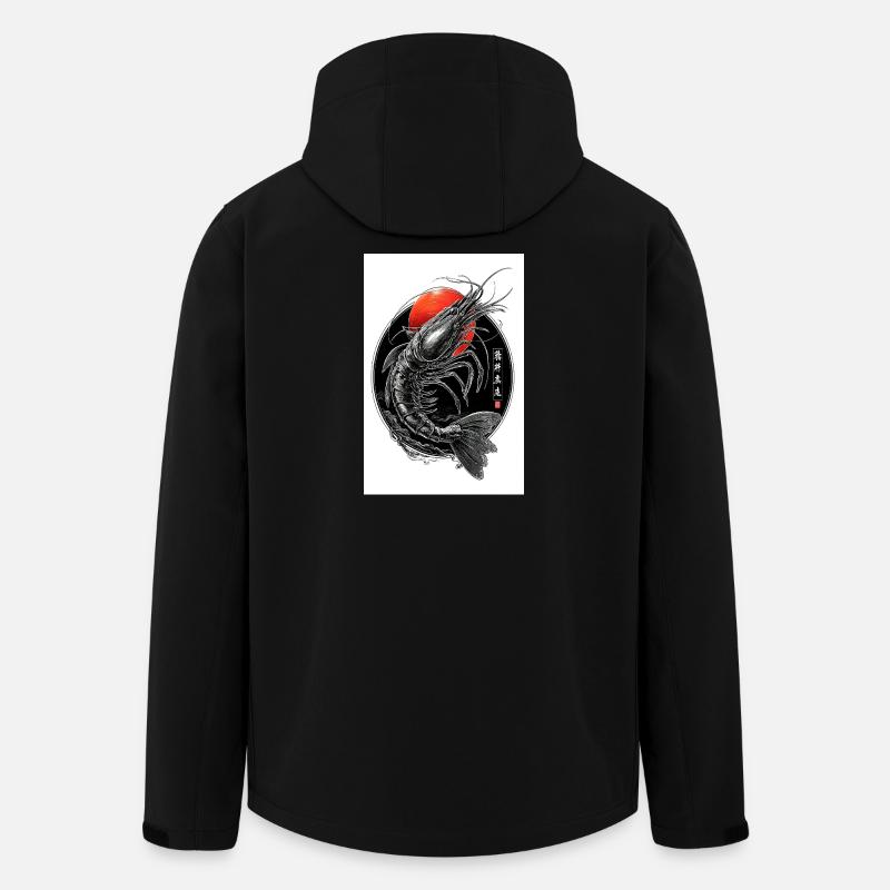 Crimson Ink Shrimp in Circle - Men’s Recycled Softshell Jacket by Stanley/Stella - black