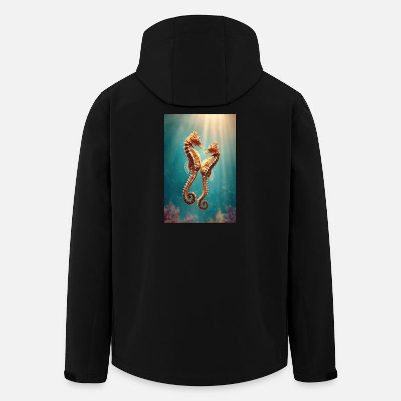 Zwillingsseepferdchen sonnenbeschienen unter Wasser - Recycelte Männer Softshell-Jacke von Stanley/Stella - Schwarz