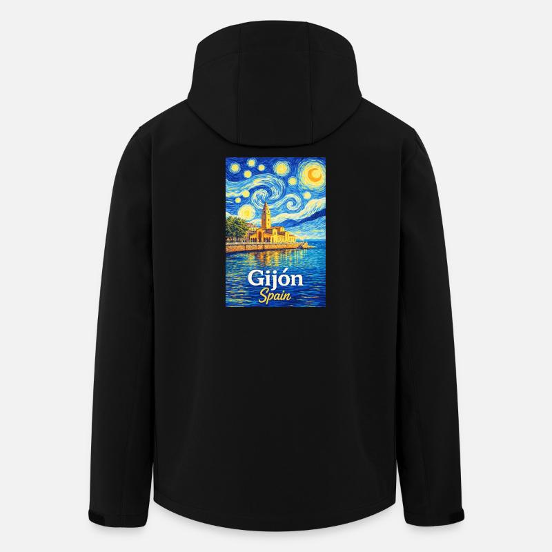 Gijon, Spanien - Stanley/Stella herre softshelljakke i genanvendt polyester - sort