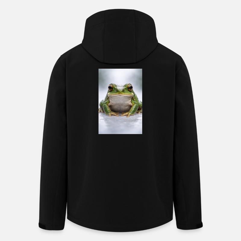 Grønn frosk i fokus - Softshelljakke herre i resirkulert polyester Stanley/Stella - svart
