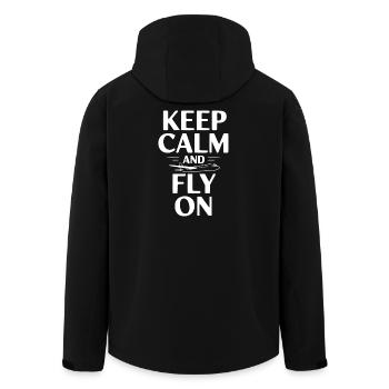 Keep Calm and Fly On - Men’s Recycled Softshell Jacket by Stanley/Stella - black - Back - AI Model Male 185 light (185cm)