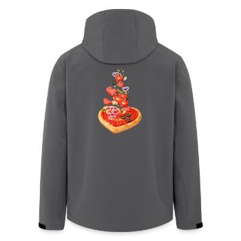 Pizza en forme de cœur avec illustration de salami - Veste softshell homme en polyester recyclé Stanley/Stella - noir - Dos - AI Model Male 185 light (185cm)