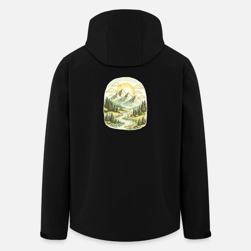 Bergpanorama Morgenlicht Waldfluss - Recycelte Männer Softshell-Jacke von Stanley/Stella - Schwarz