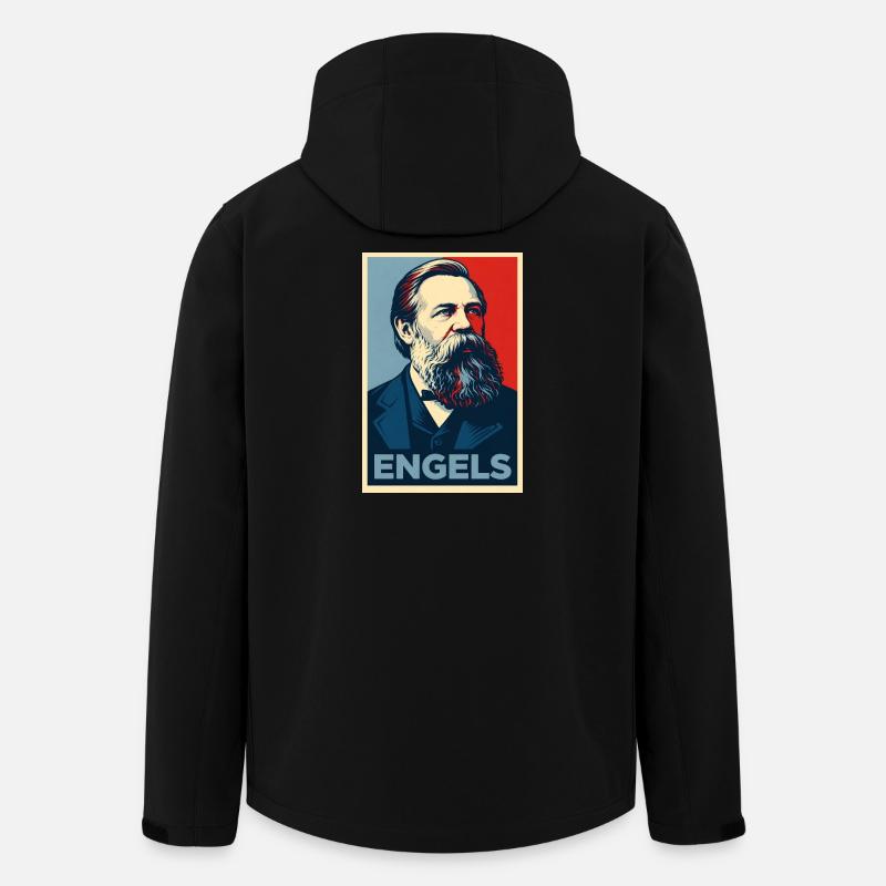 Portrait pop art d’Engels - Veste softshell homme en polyester recyclé Stanley/Stella - noir