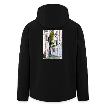 Beautiful city of Cadaques in Spain - Men’s Recycled Softshell Jacket by Stanley/Stella - black - Back - AI Model Male 185 light (185cm)