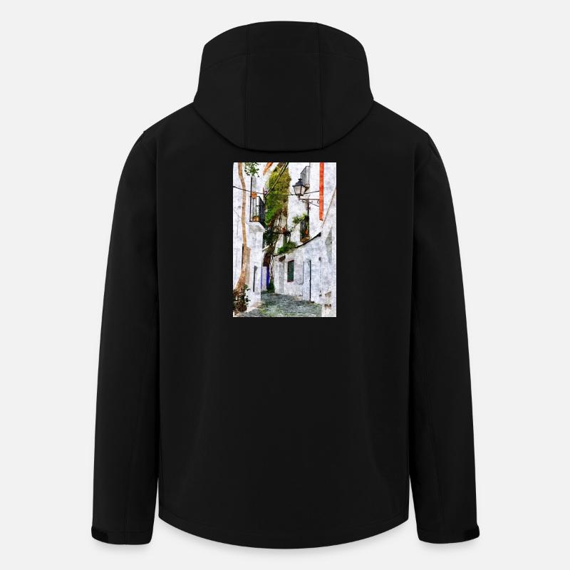 Belle ville de Cadaques en Espagne - Veste softshell homme en polyester recyclé Stanley/Stella - noir