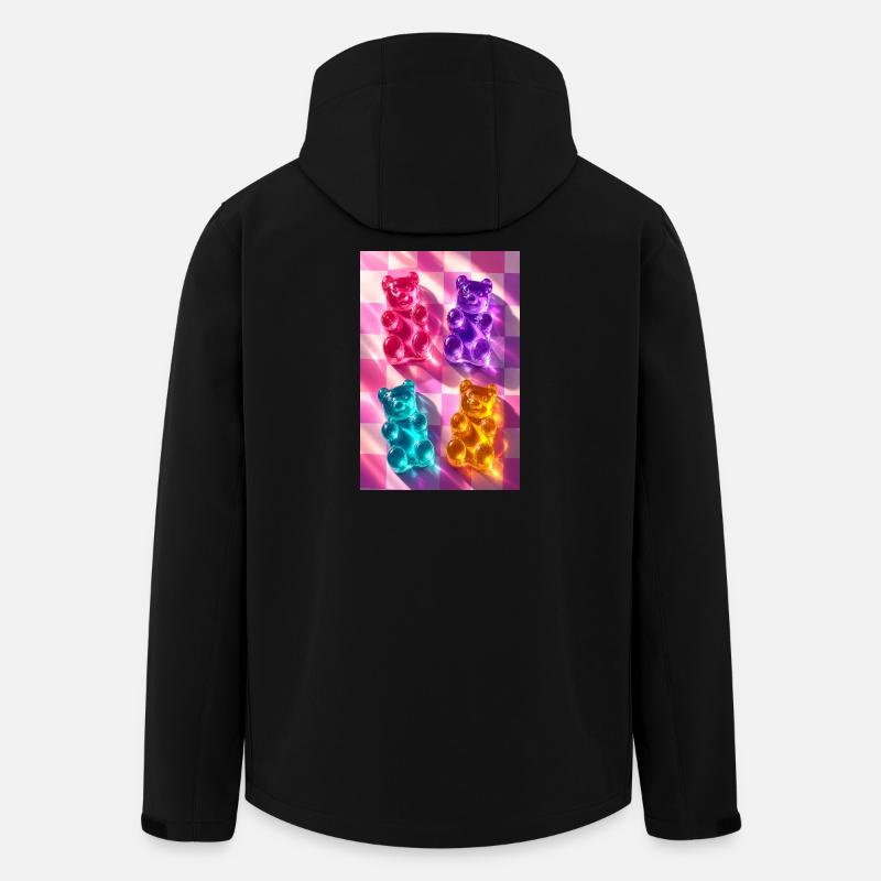 Neon Gummy Bears on Checkerboard - Men’s Recycled Softshell Jacket by Stanley/Stella - black