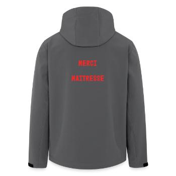 MAÎTRESSE. MAITRE. MERCI. MERCI MAÎTRESSE - Veste softshell homme en polyester recyclé Stanley/Stella - noir - Dos - AI Model Male 185 light (185cm)