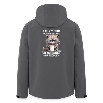 Je n’aime pas les gens du matin Café de chat - Veste softshell homme en polyester recyclé Stanley/Stella - noir - Dos - AI Model Male 185 light (185cm)