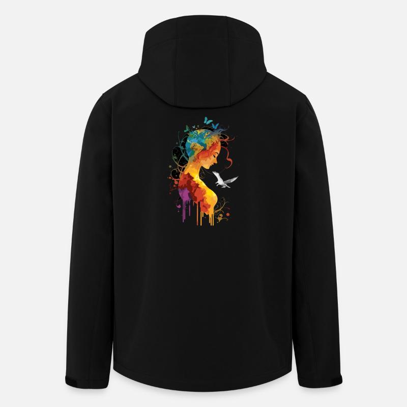 Geerdete Seele mit Schmetterling und Taube - Recycelte Männer Softshell-Jacke von Stanley/Stella - Schwarz