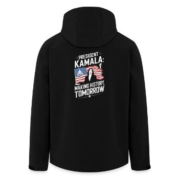 LE PRÉSIDENT KAMALA ENTRE DANS L’HISTOIRE DEMAIN - Veste softshell homme en polyester recyclé Stanley/Stella - noir - Dos - AI Model Male 185 light (185cm)