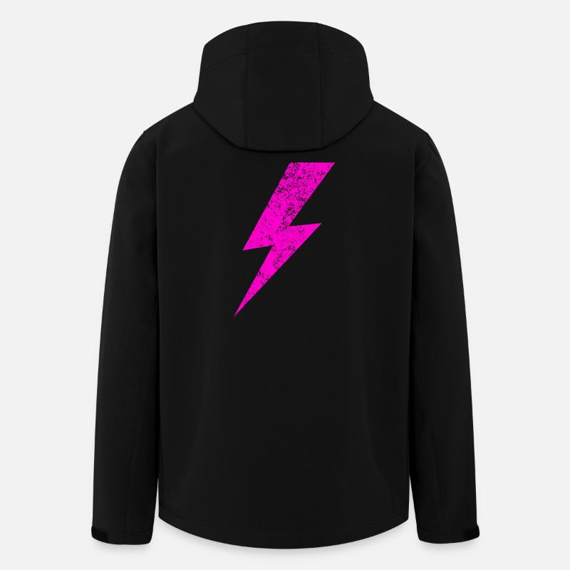Leuchtender Pink Blitz Motiv - Recycelte Männer Softshell-Jacke von Stanley/Stella - Schwarz