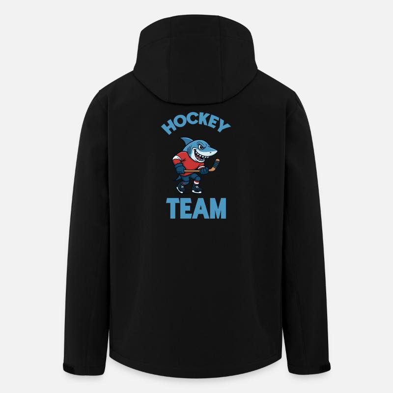 Hai Team Eishockey Maskottchen - Recycelte Männer Softshell-Jacke von Stanley/Stella - Schwarz