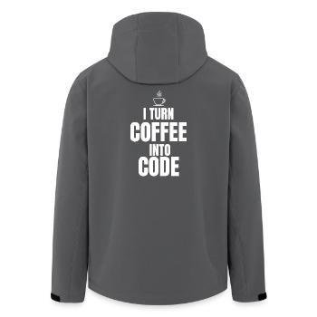 I Turn Coffee Into Code - Men’s Recycled Softshell Jacket by Stanley/Stella - black - Back - AI Model Male 185 light (185cm)