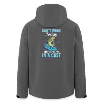 Can’t Work Today My Arm Is in a Cast Angler Humor - Men’s Recycled Softshell Jacket by Stanley/Stella - black - Back - AI Model Male 185 light (185cm)